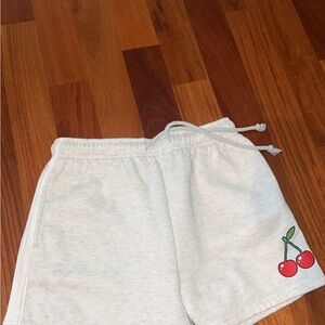 Kids White Cherry Print Shorts